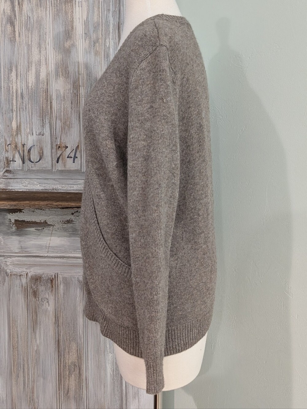 Lovestitch Gray Wrap-Front V-Neck Sweater - Picture 2 of 7